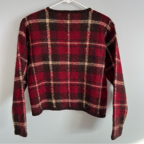 Vintage Dressbarn Mohair Blend Golden Button Up Cardigan Sz M Plaid Academia - Picture 9 of 9